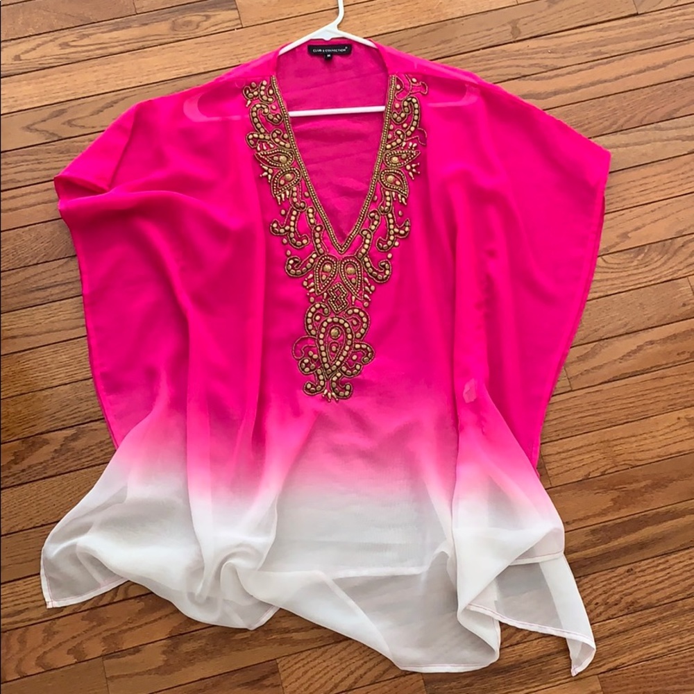 Fuschia ombré vfront tunic